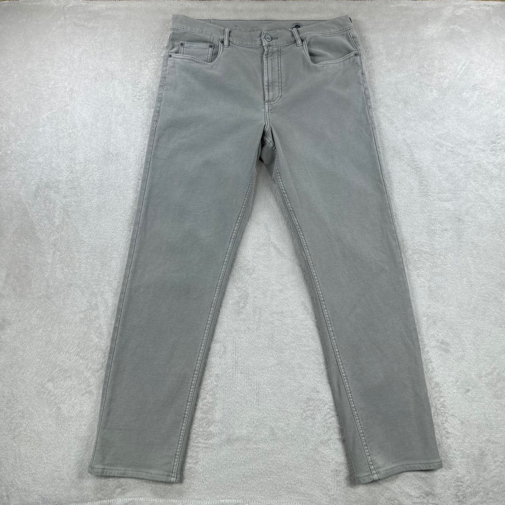 Faherty Pants Mens 33x32 (Fits 33x29) Grey 5-Pocket Straight Leg Cotton Blend - Picture 2 of 12